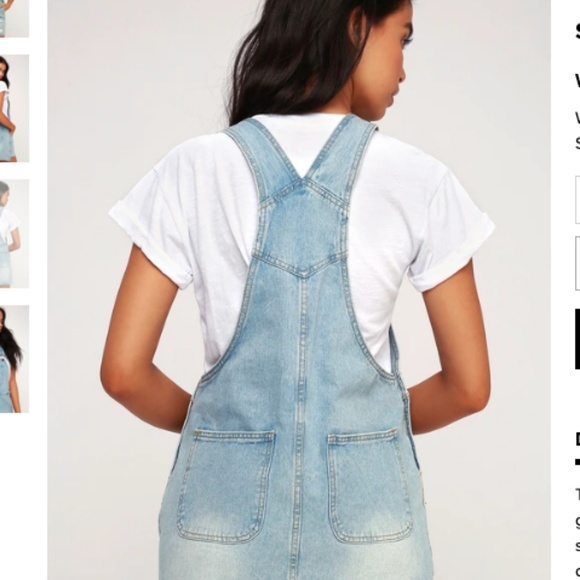 COPY - Light Wash Distressed Denim Skirt Overalls - Picture 3 of 4